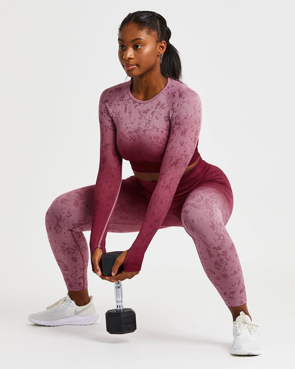 AYBL Flare Seamless Long Sleeve Crop Top Plum | 80463-YWRV