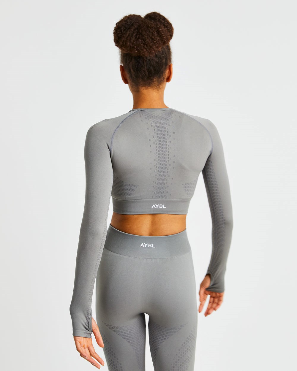 AYBL Ignite Seamless Long Sleeve Crop Top Grau | 59148-RMKJ