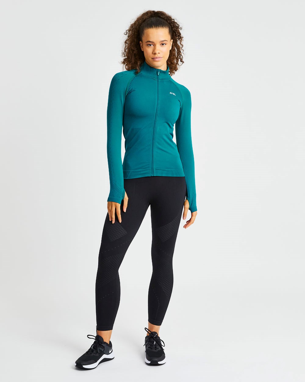 AYBL Ignite Seamless Zip Jacket Hyper Teal | 25309-HUZM