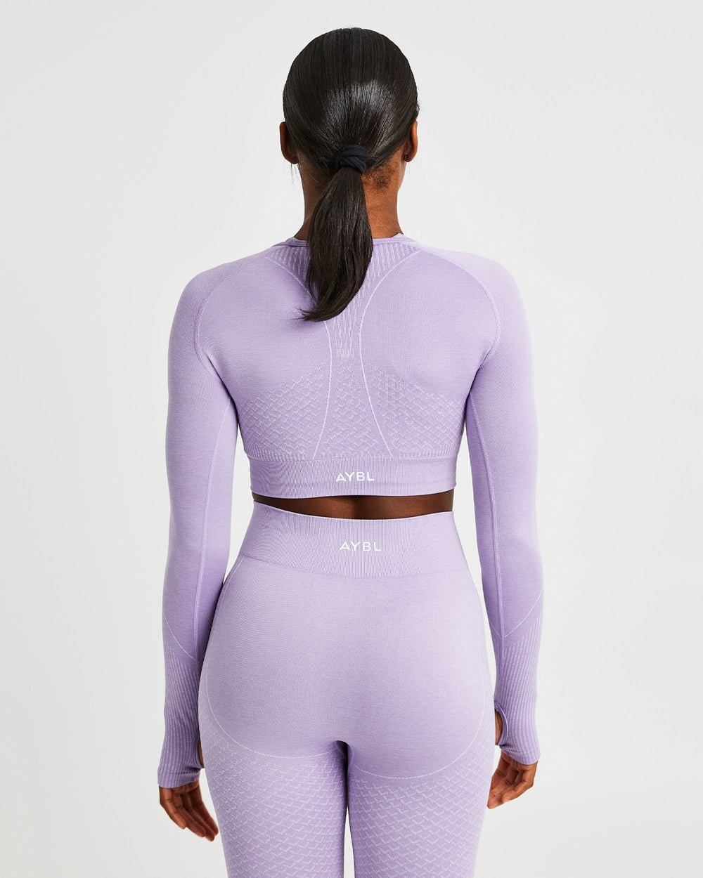 AYBL Impact Seamless Long Sleeve Crop Top Lilac | 21435-BPDU