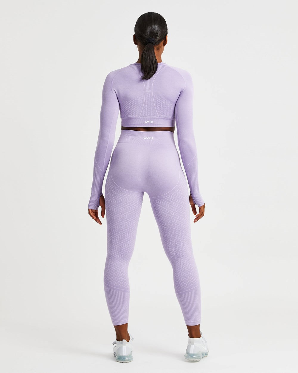 AYBL Impact Seamless Long Sleeve Crop Top Lilac | 21435-BPDU