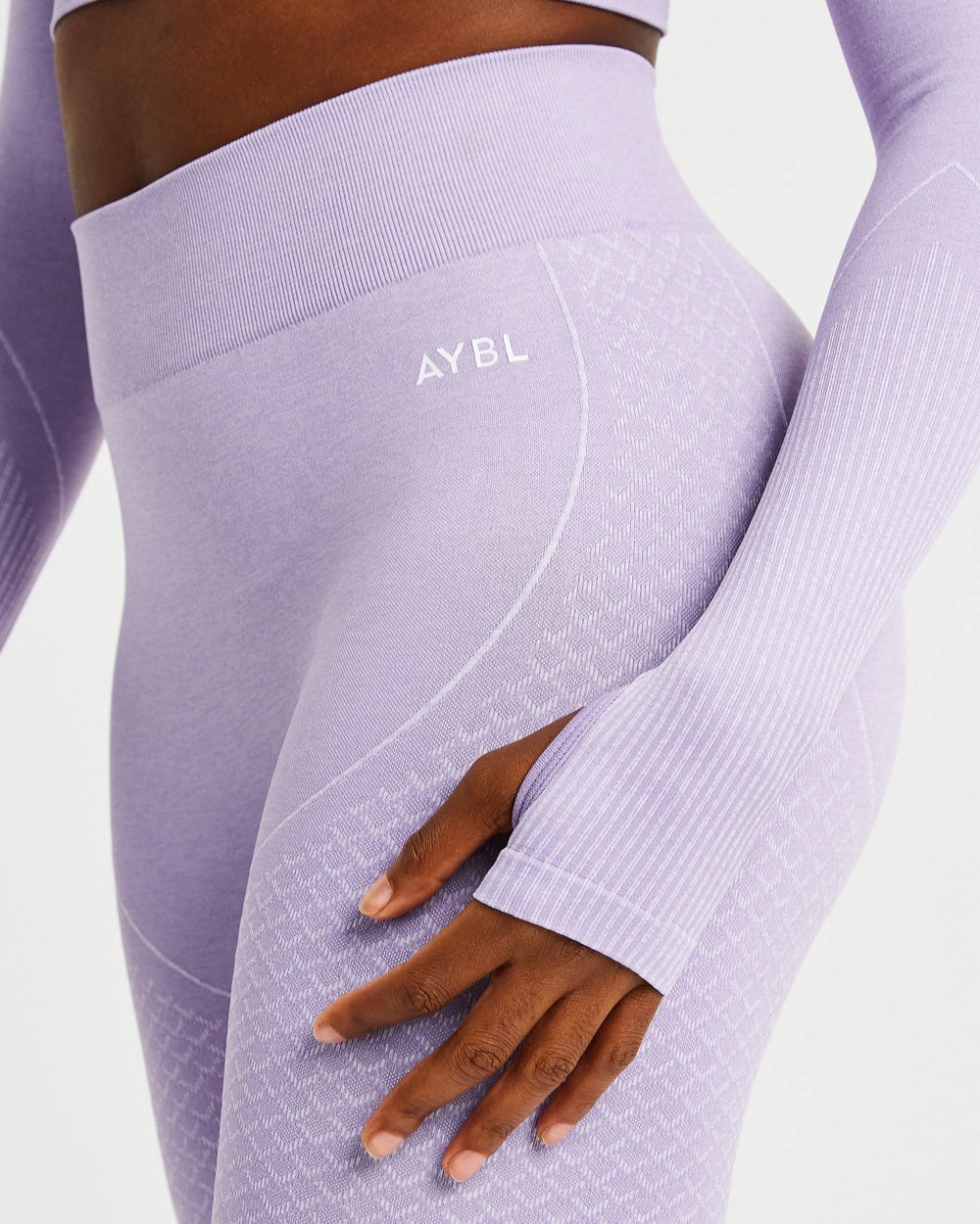 AYBL Impact Seamless Long Sleeve Crop Top Lilac | 21435-BPDU