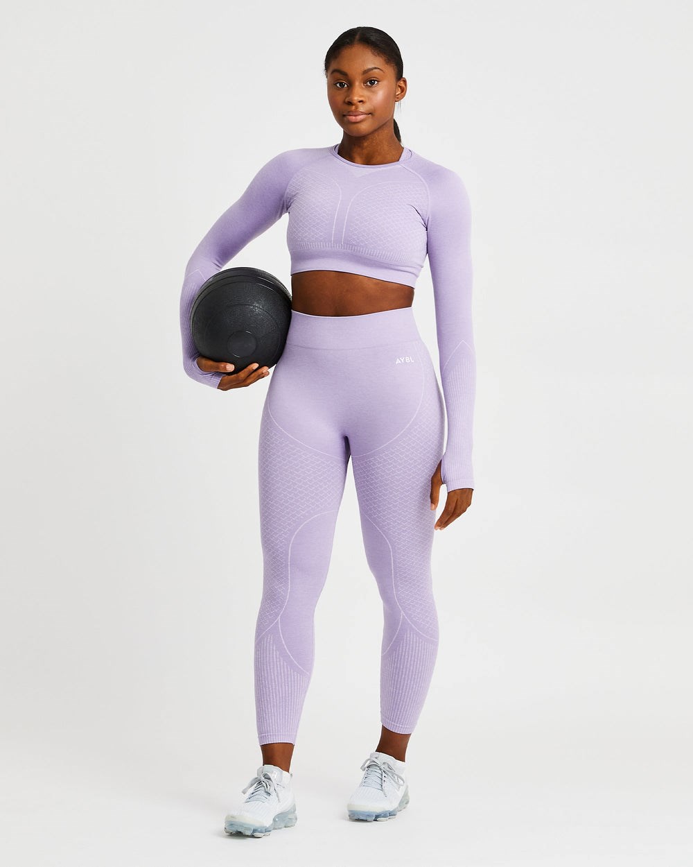 AYBL Impact Seamless Long Sleeve Crop Top Lilac | 21435-BPDU