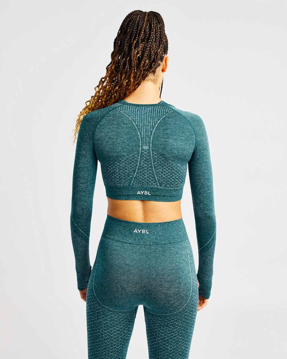 AYBL Impact Seamless Long Sleeve Crop Top Grün | 32916-JKDA