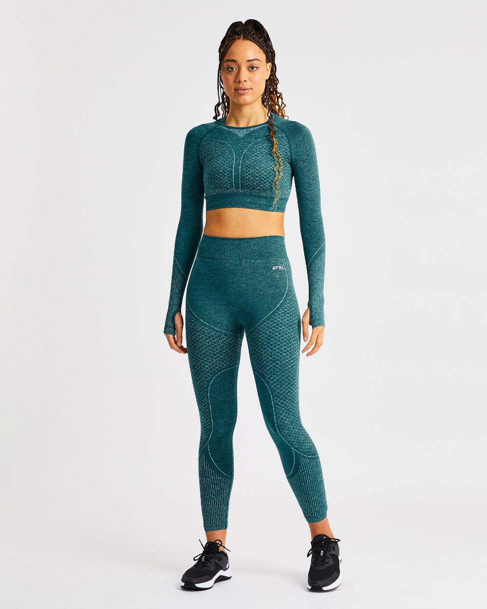 AYBL Impact Seamless Long Sleeve Crop Top Grün | 32916-JKDA