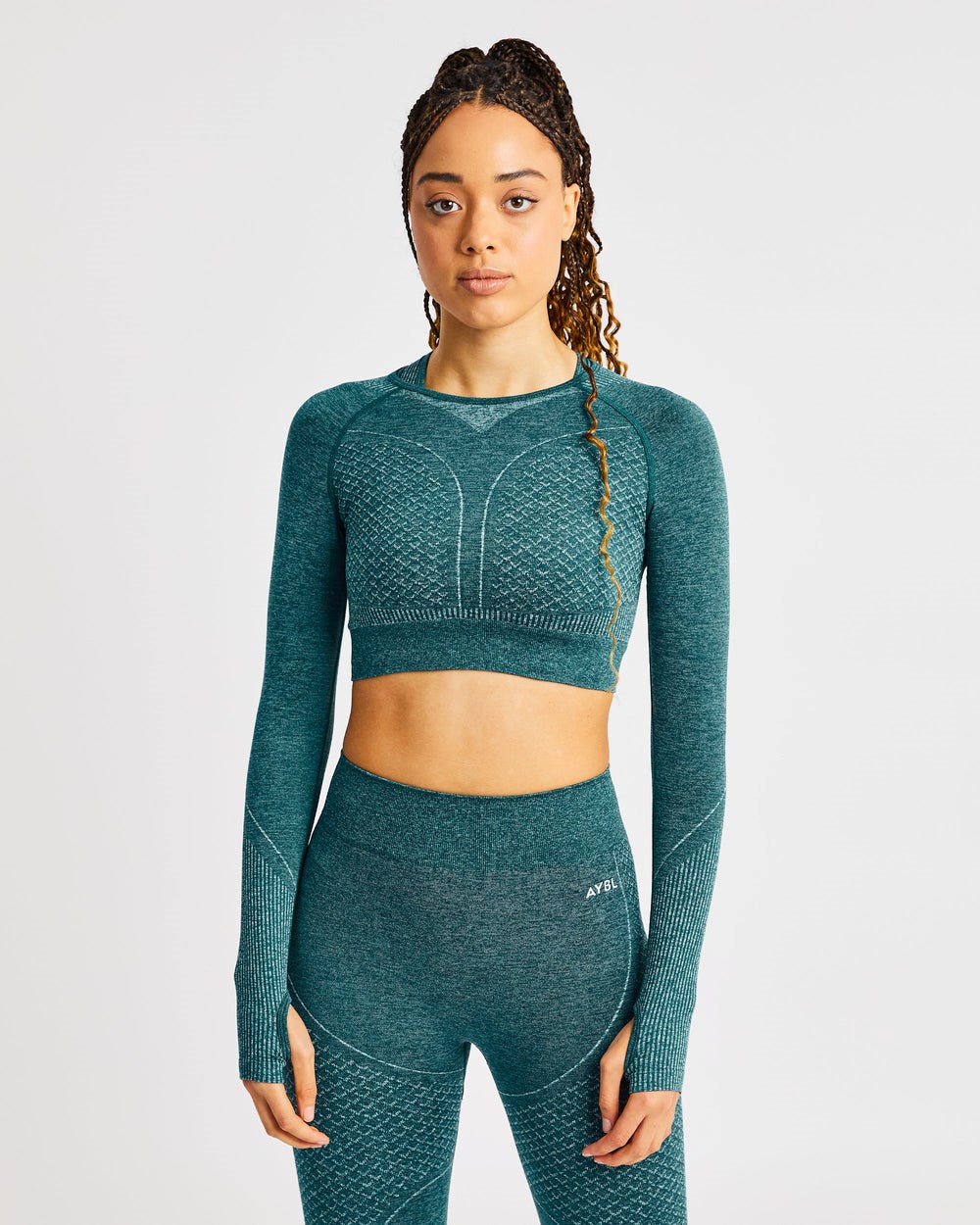 AYBL Impact Seamless Long Sleeve Crop Top Grün | 32916-JKDA