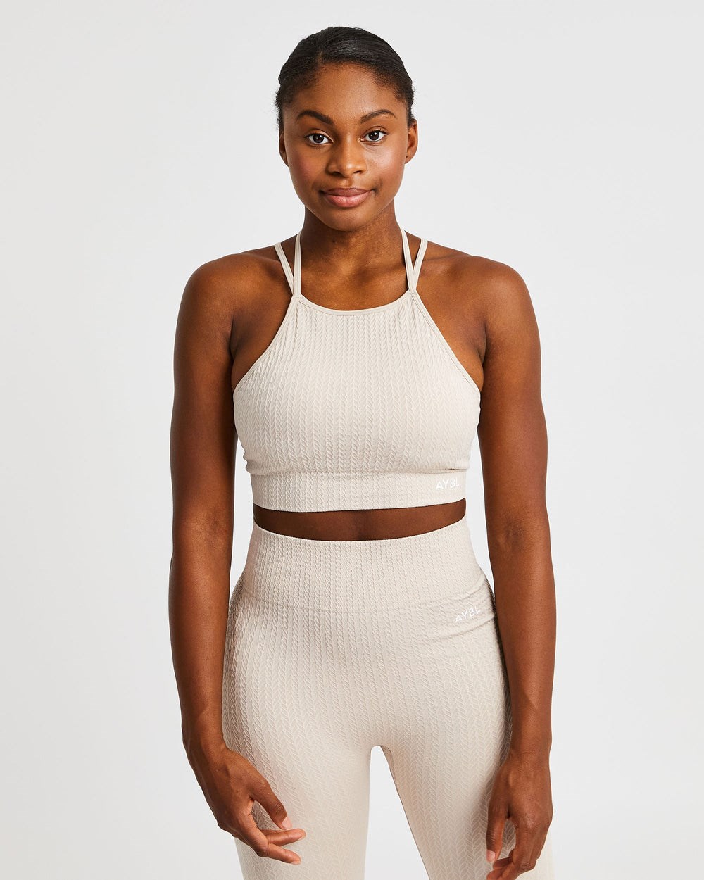 AYBL Luxe Seamless Crop Tank Top Sand | 30591-YADU