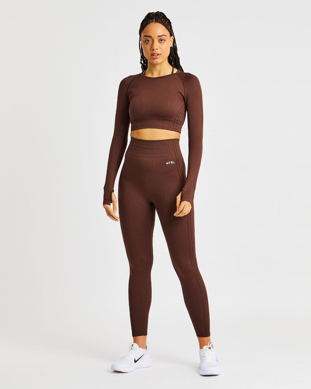 AYBL Luxe Seamless Long Sleeve Crop Top Braun | 26509-SJRD