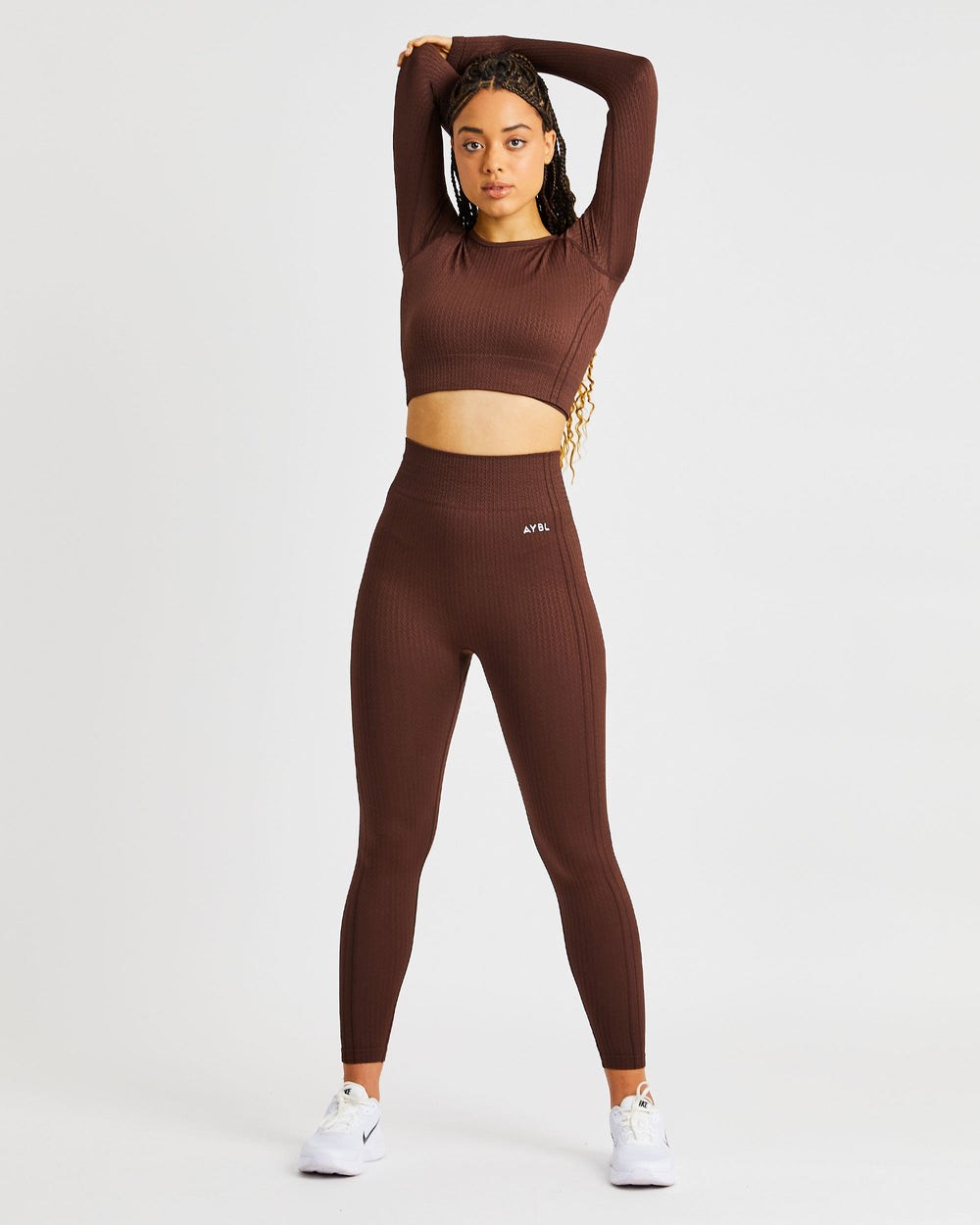 AYBL Luxe Seamless Long Sleeve Crop Top Braun | 26509-SJRD