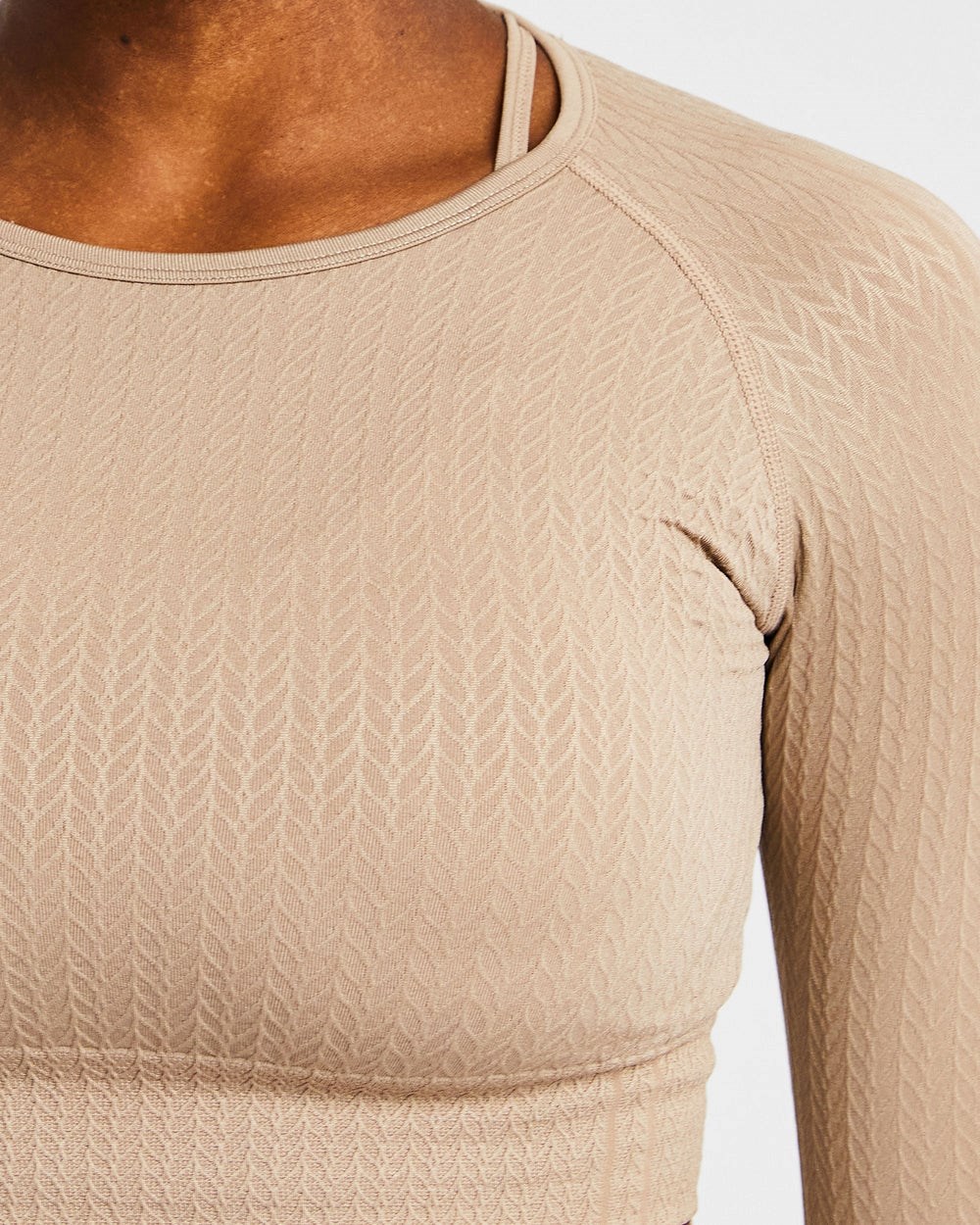 AYBL Luxe Seamless Long Sleeve Crop Top Mocha | 49176-NJUF