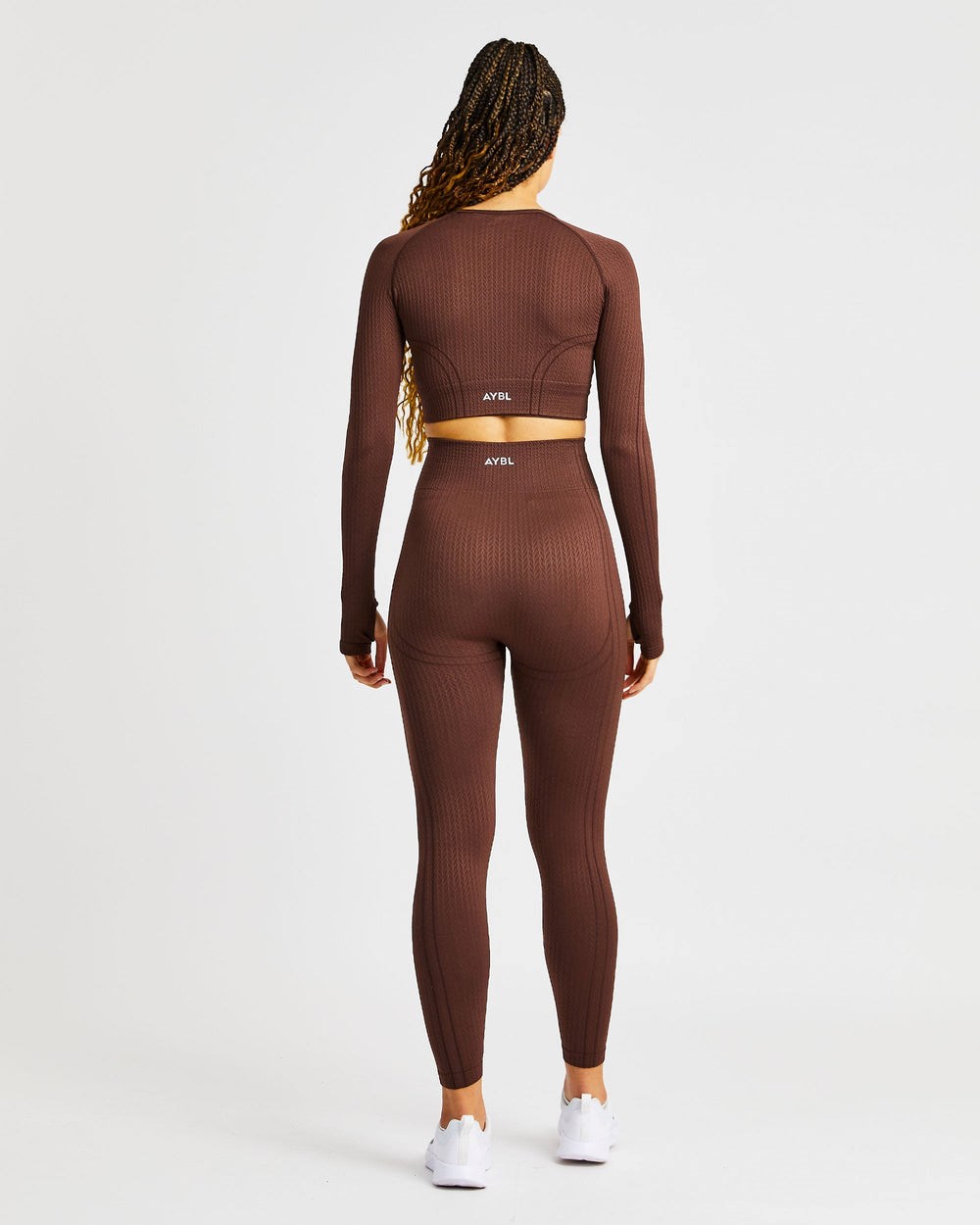 AYBL Luxe Seamless Long Sleeve Crop Top Braun | 58019-XQTR