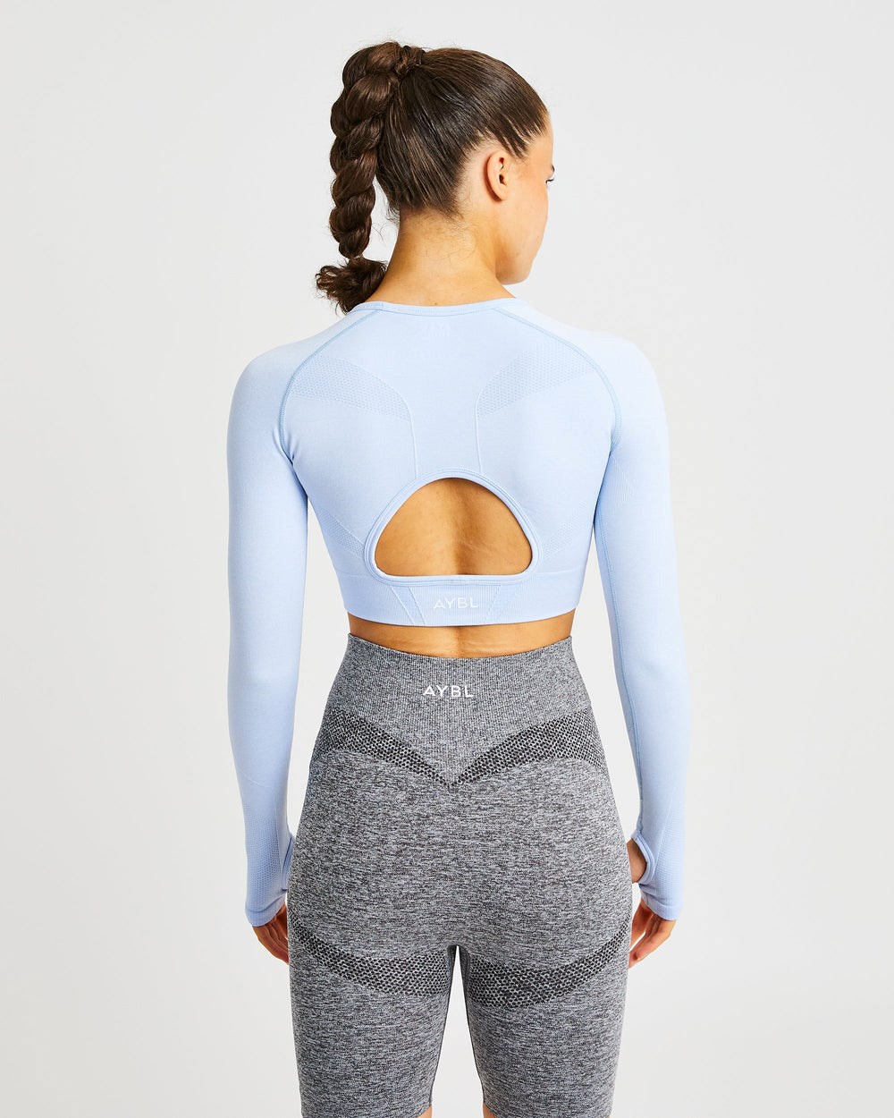 AYBL Motion Seamless Long Sleeve Crop Top Blau | 14357-SYDP