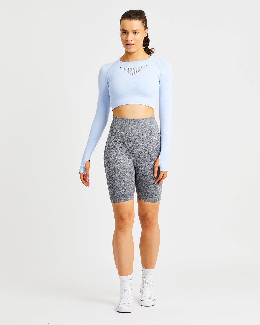 AYBL Motion Seamless Long Sleeve Crop Top Blau | 14357-SYDP