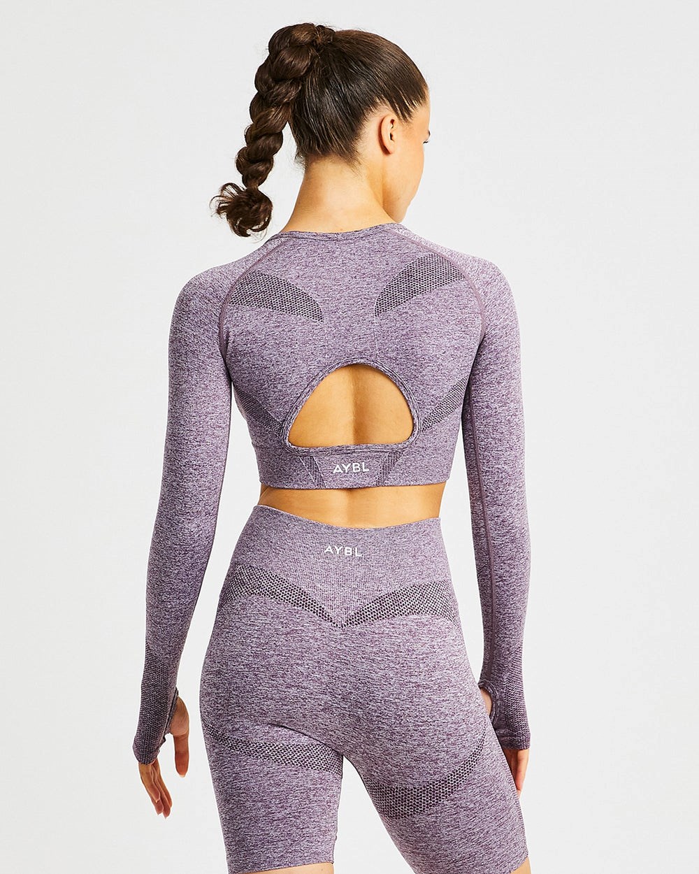 AYBL Motion Seamless Long Sleeve Crop Top Lila | 29471-JBMW