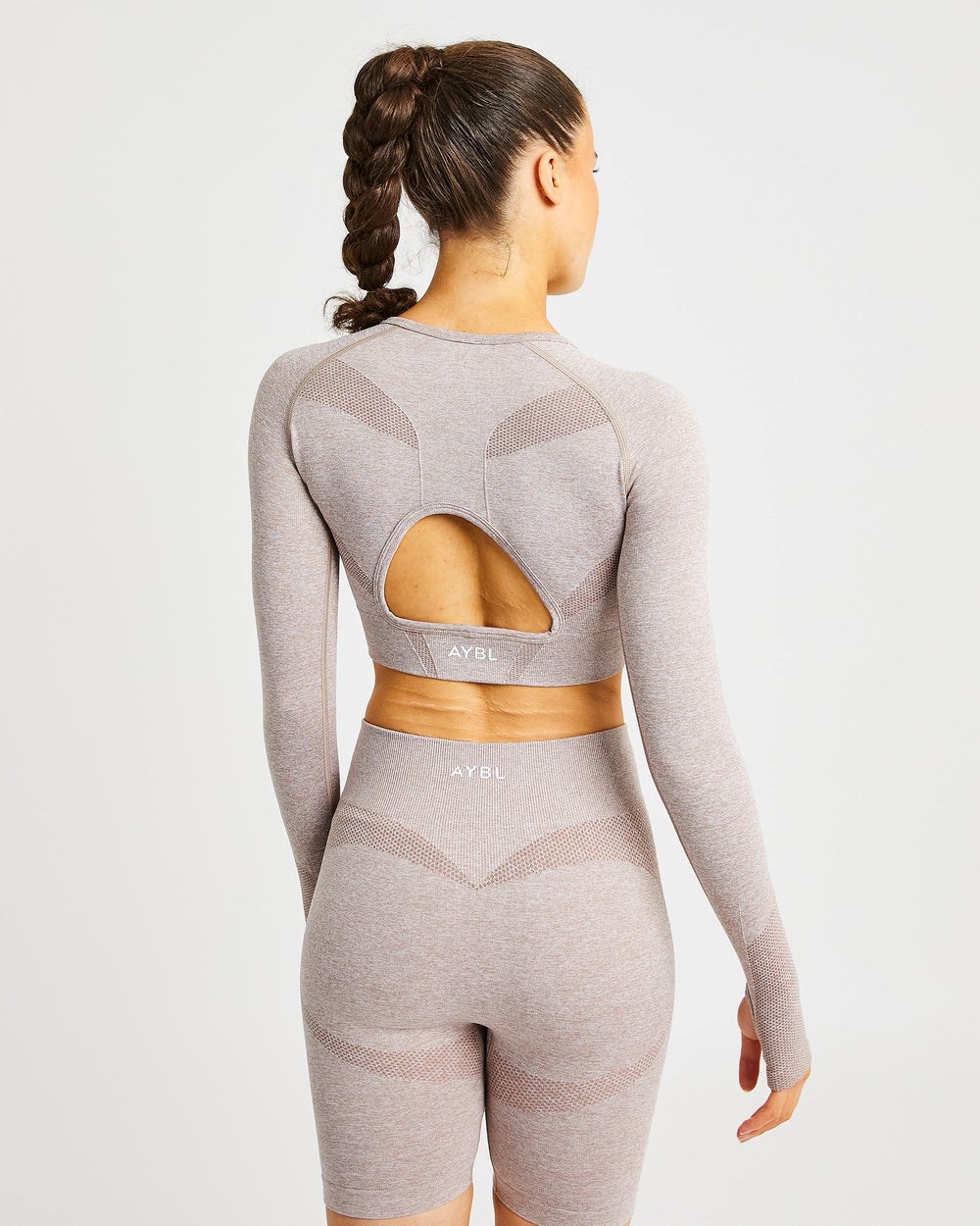 AYBL Motion Seamless Long Sleeve Crop Top Beige | 37648-QFUY