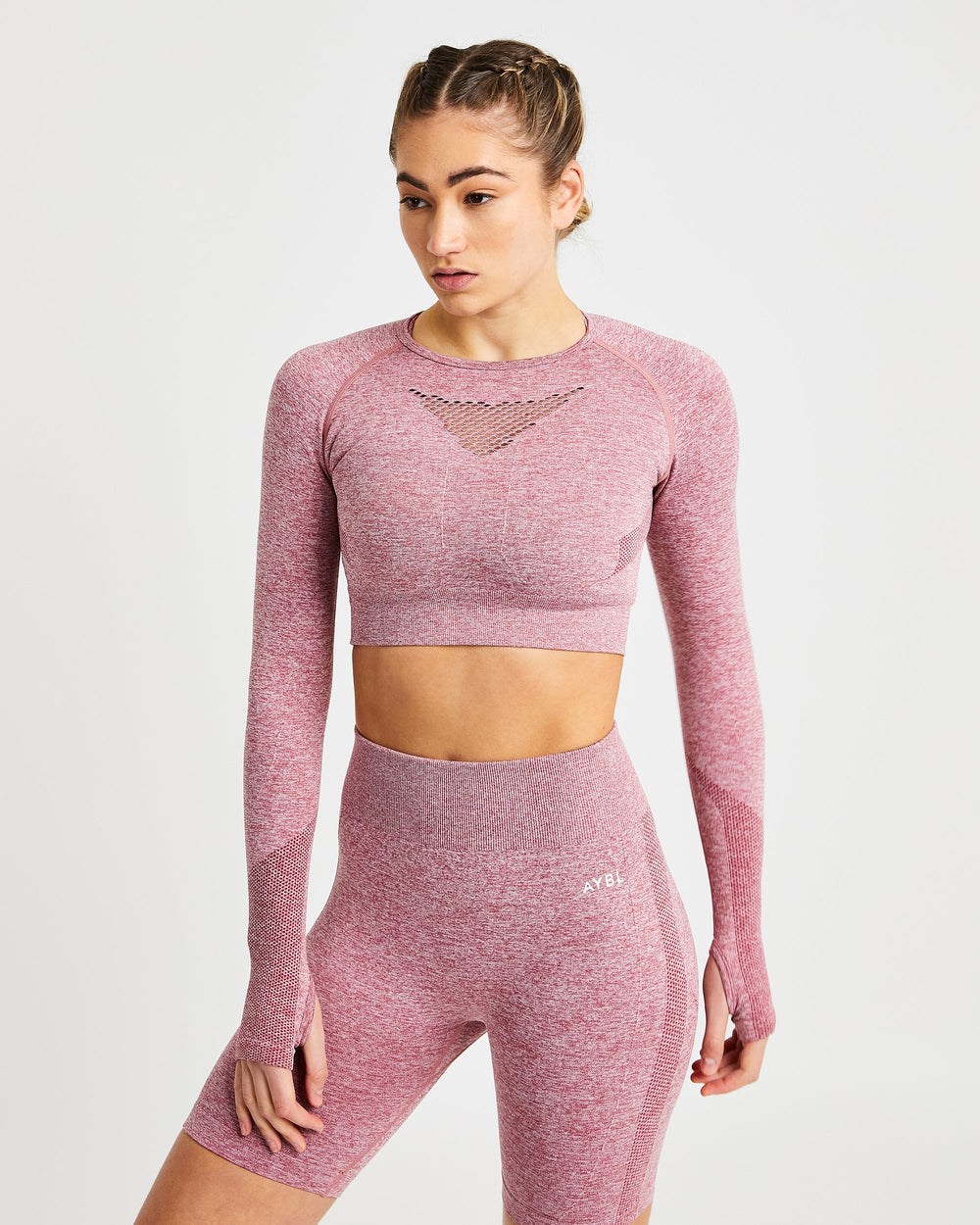 AYBL Motion Seamless Long Sleeve Crop Top Rot | 51468-HKZT