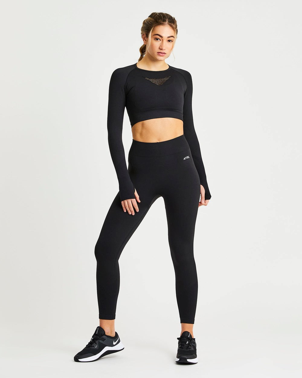 AYBL Motion Seamless Long Sleeve Crop Top Schwarz | 69208-REOC