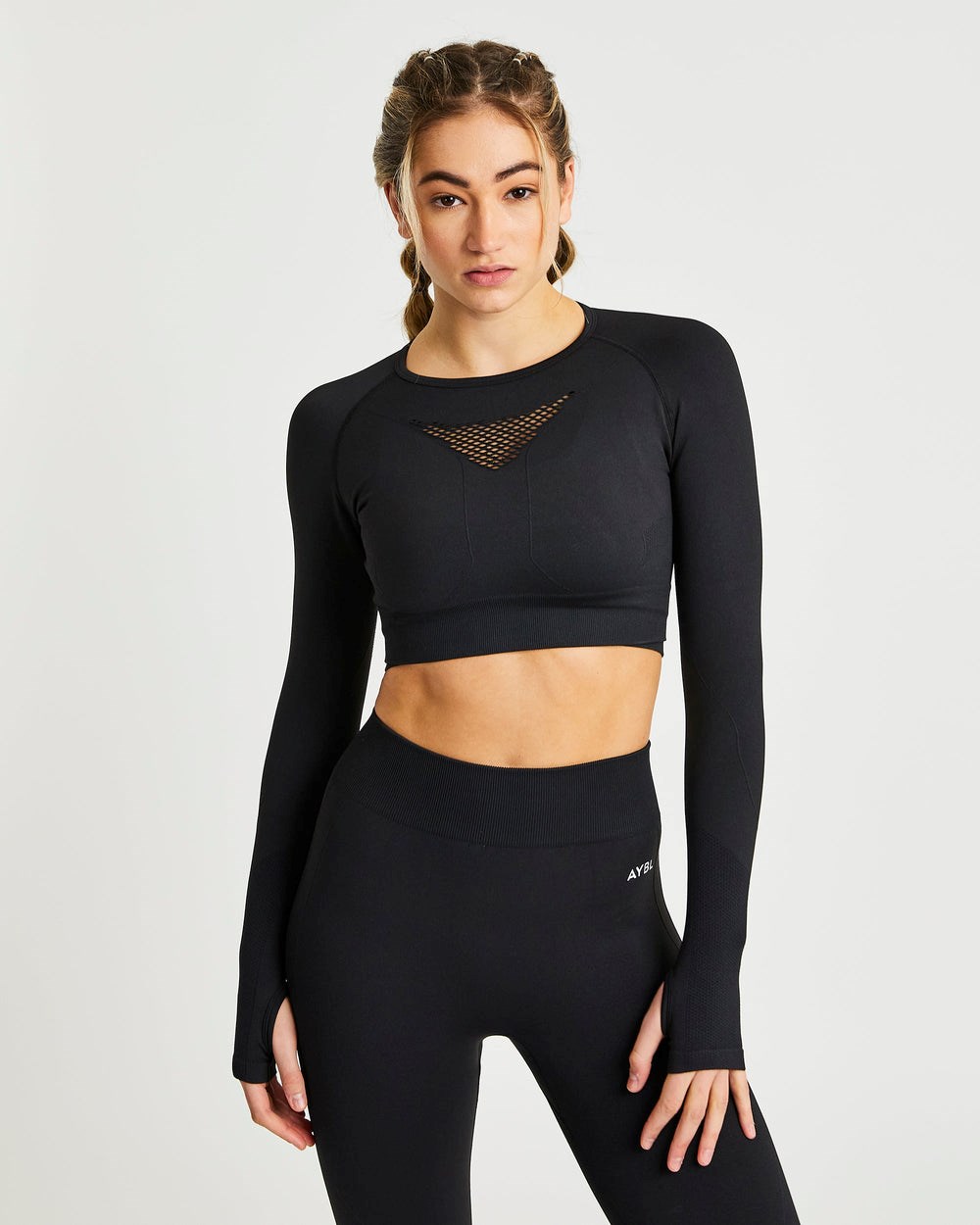 AYBL Motion Seamless Long Sleeve Crop Top Schwarz | 69208-REOC