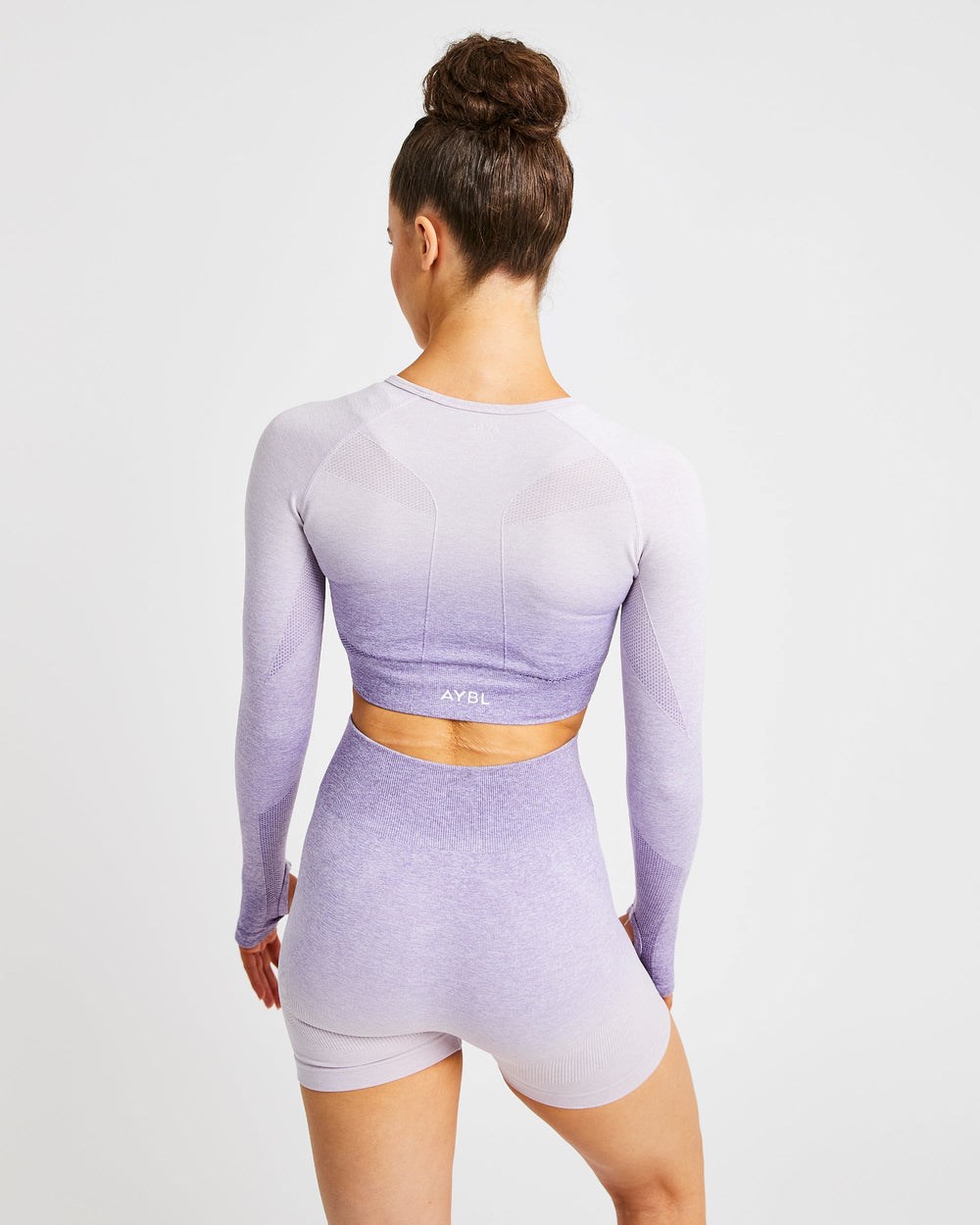 AYBL Pulse Ombré Seamless Long Sleeve Crop Top Lilac | 06124-QVHX