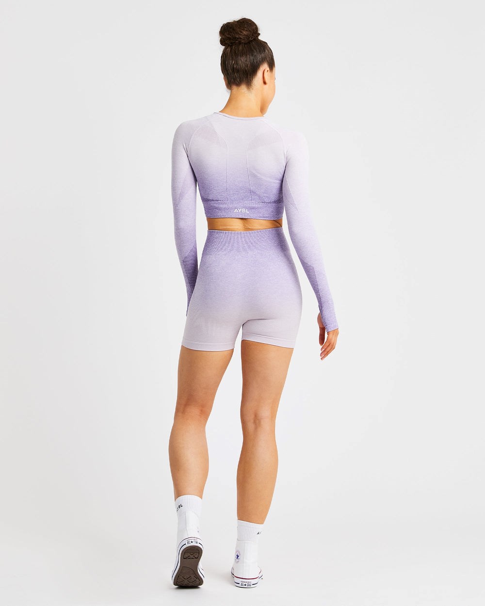 AYBL Pulse Ombré Seamless Long Sleeve Crop Top Lilac | 06124-QVHX