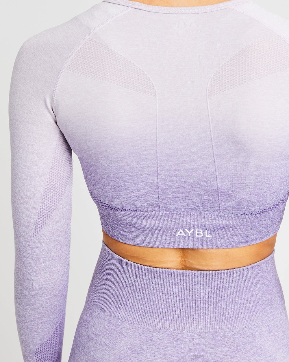 AYBL Pulse Ombré Seamless Long Sleeve Crop Top Lilac | 06124-QVHX