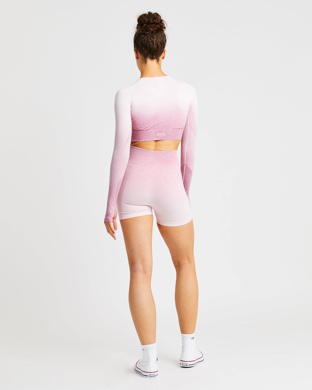 AYBL Pulse Ombré Seamless Long Sleeve Crop Top Rosa | 36479-OVRA