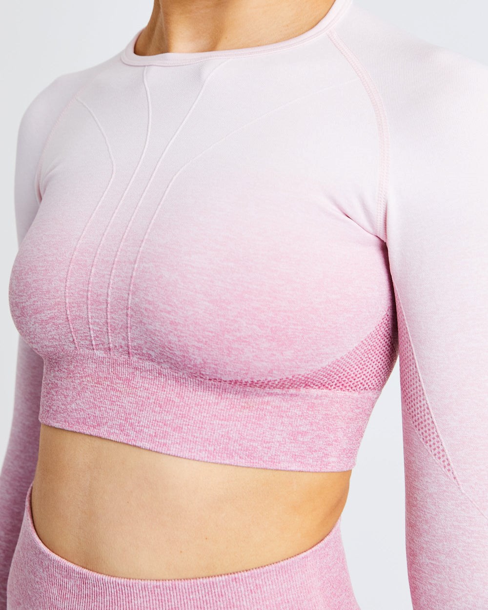 AYBL Pulse Ombré Seamless Long Sleeve Crop Top Rosa | 36479-OVRA