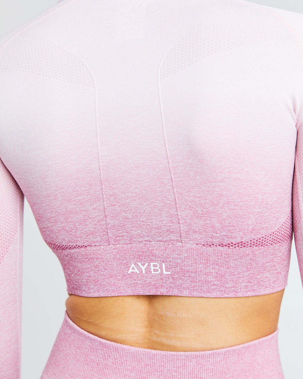 AYBL Pulse Ombré Seamless Long Sleeve Crop Top Rosa | 36479-OVRA