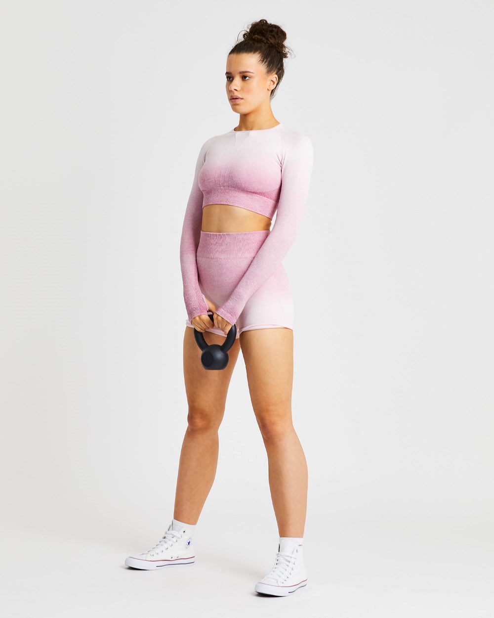 AYBL Pulse Ombré Seamless Long Sleeve Crop Top Rosa | 36479-OVRA