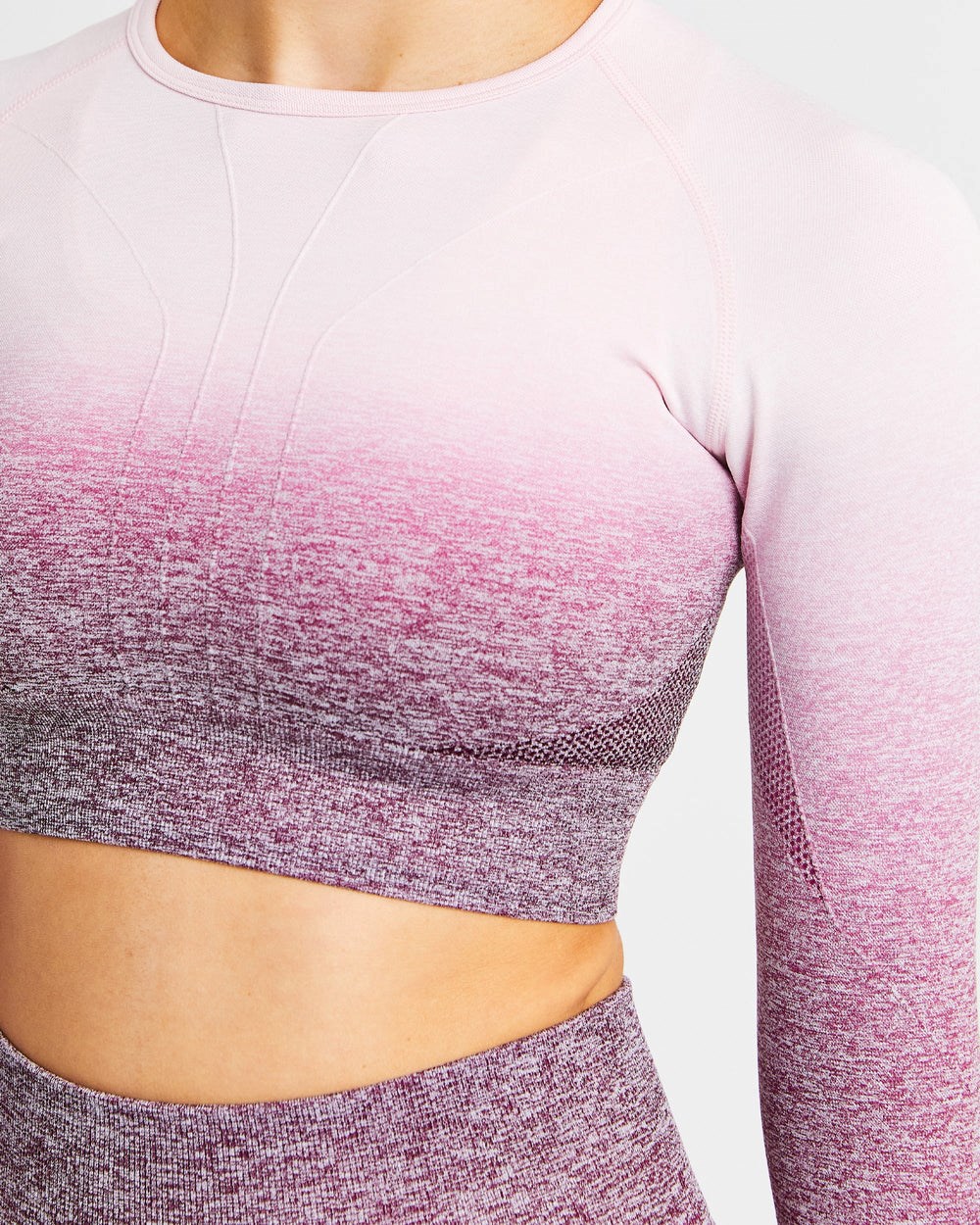 AYBL Pulse Ombré Seamless Long Sleeve Crop Top Plum | 83527-VKCY