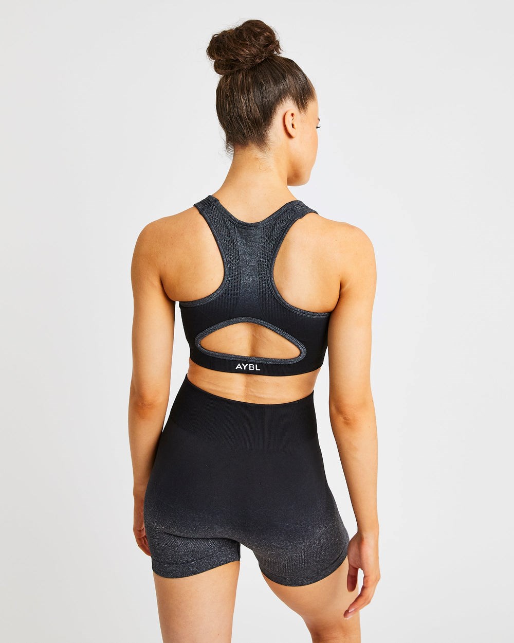 AYBL Pulse Ombré Seamless Sports Bra Black/Grey | 31056-MANW