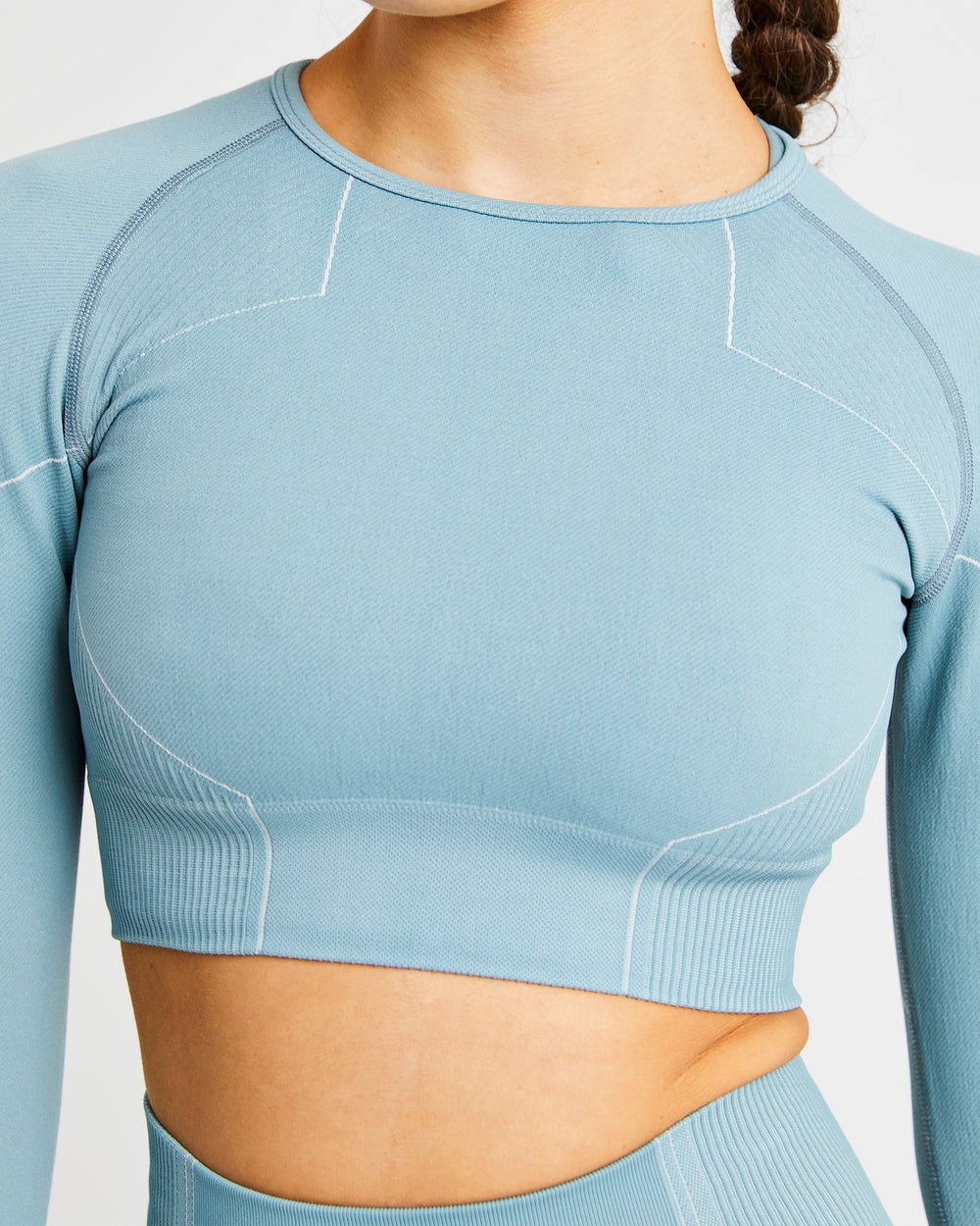 AYBL Reflex Seamless Long Sleeve Crop Top Teal | 05326-HTIM