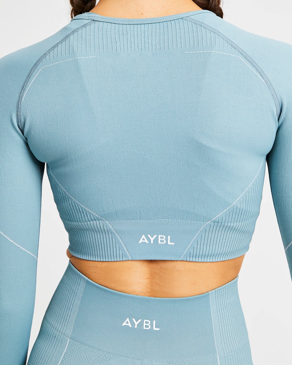 AYBL Reflex Seamless Long Sleeve Crop Top Teal | 05326-HTIM