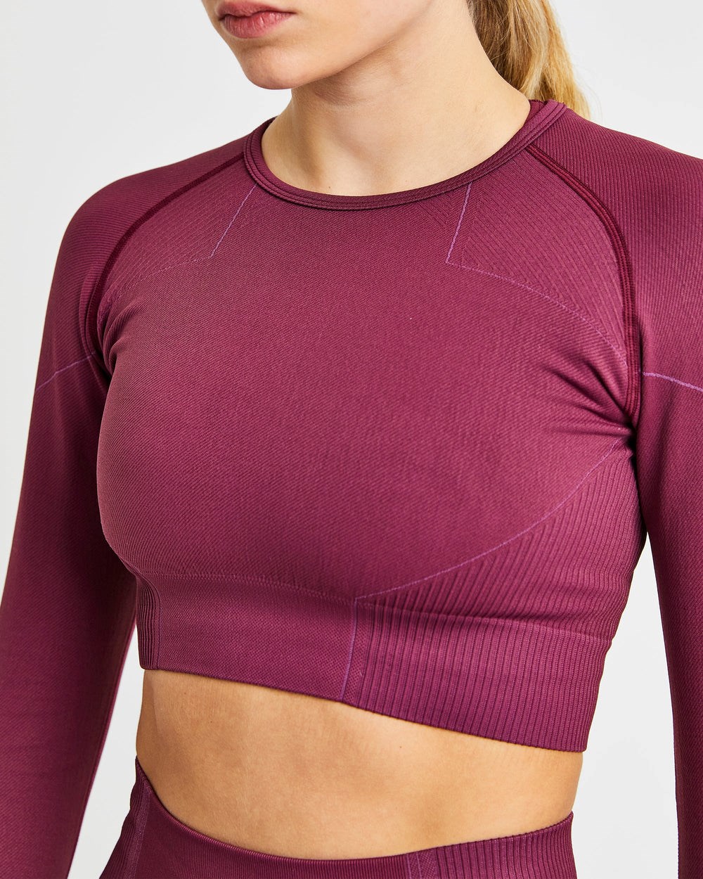 AYBL Reflex Seamless Long Sleeve Crop Top Plum | 40185-RVWH