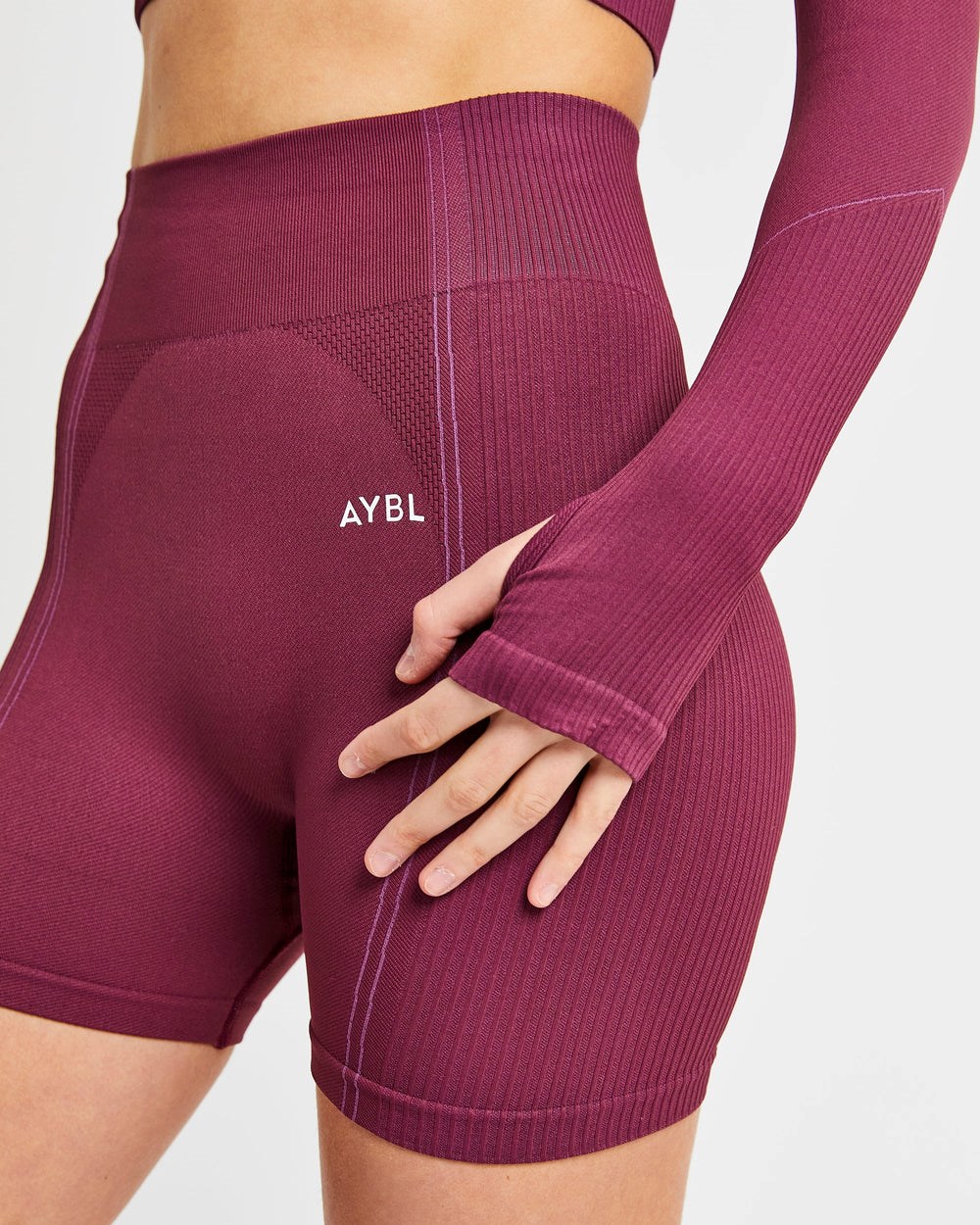 AYBL Reflex Seamless Long Sleeve Crop Top Plum | 40185-RVWH