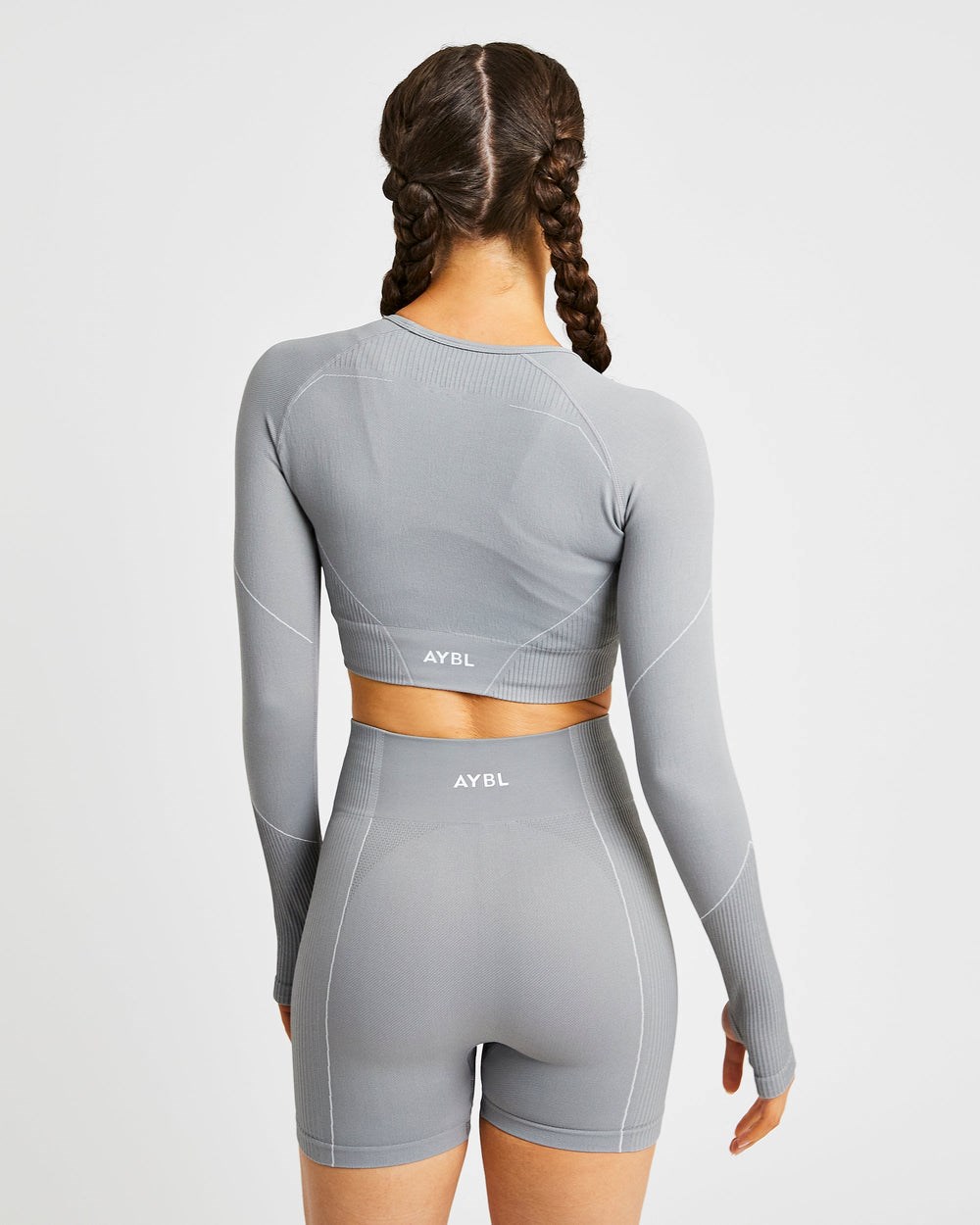 AYBL Reflex Seamless Long Sleeve Crop Top Grau | 59018-SLYF