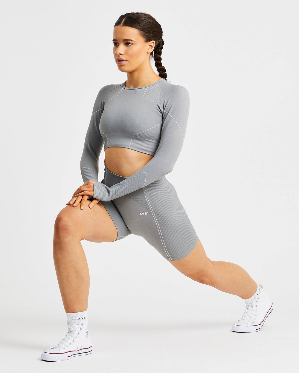 AYBL Reflex Seamless Long Sleeve Crop Top Grau | 59018-SLYF