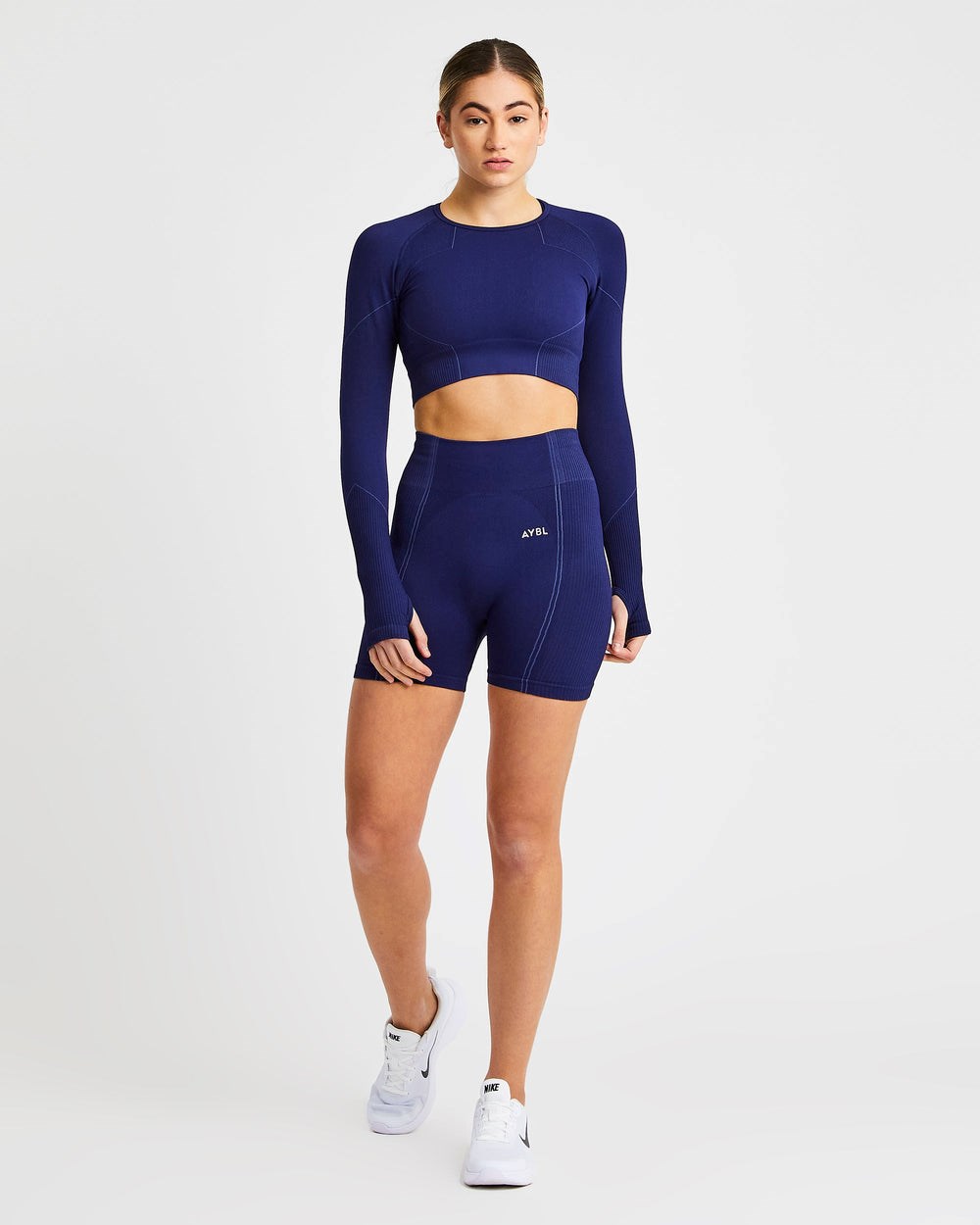 AYBL Reflex Seamless Long Sleeve Crop Top Königsblau Blau | 68509-FETZ