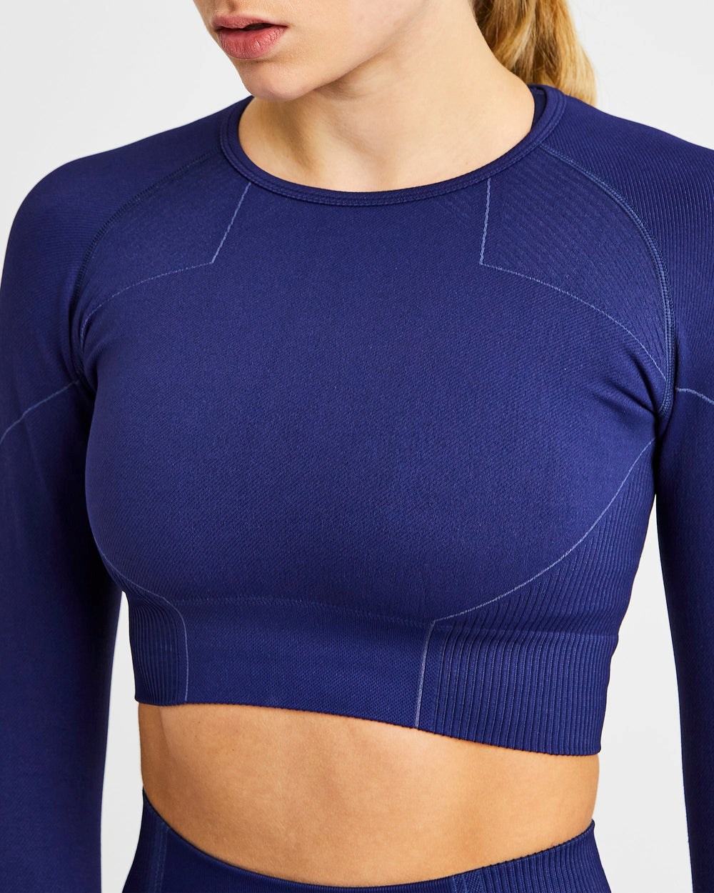 AYBL Reflex Seamless Long Sleeve Crop Top Königsblau Blau | 68509-FETZ