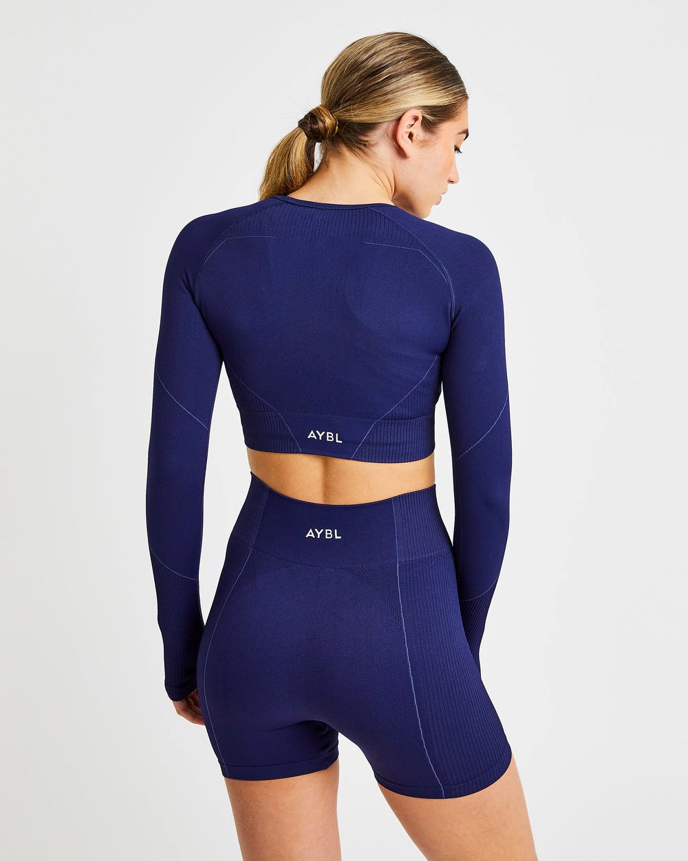 AYBL Reflex Seamless Long Sleeve Crop Top Königsblau Blau | 96475-AXJC