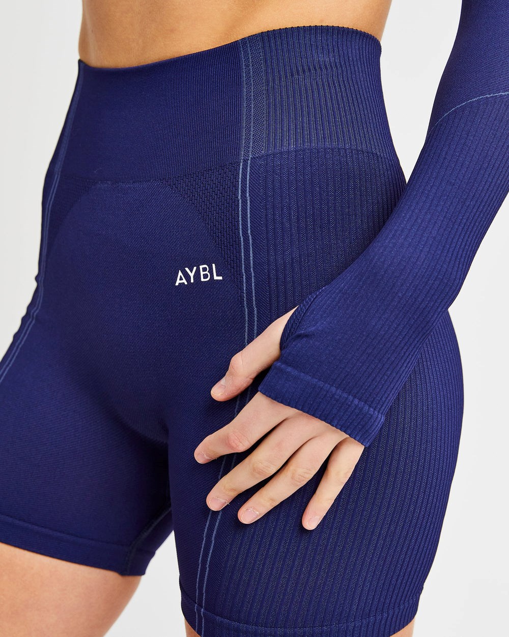 AYBL Reflex Seamless Long Sleeve Crop Top Königsblau Blau | 96475-AXJC