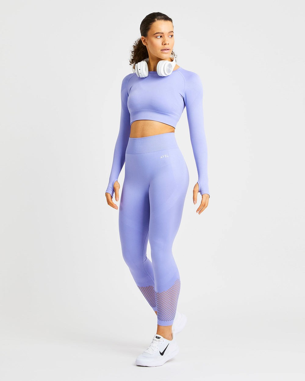 AYBL Reform Seamless Long Sleeve Crop Top Lila | 03418-NZLO