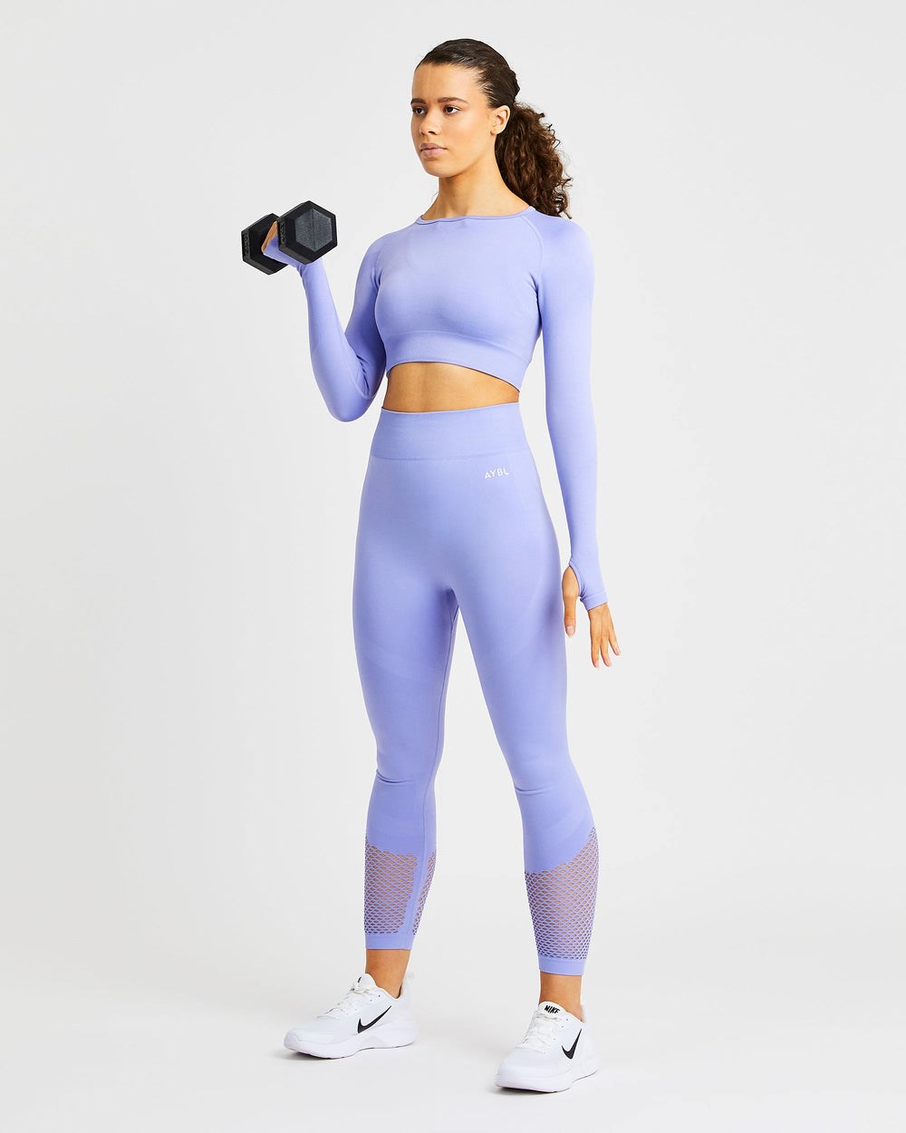 AYBL Reform Seamless Long Sleeve Crop Top Lila | 03418-NZLO