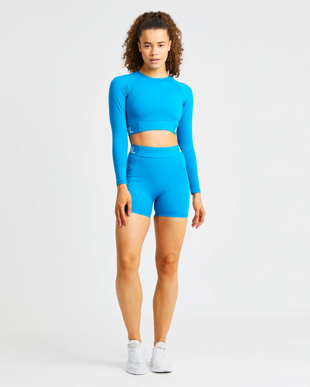 AYBL Sport Long Sleeve Crop Top Aqua | 23140-YTZF