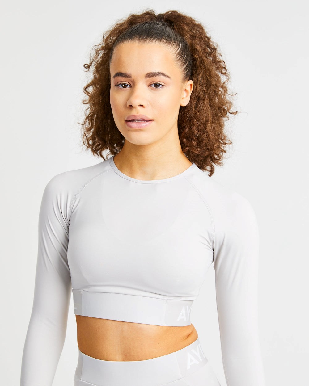 AYBL Sport Long Sleeve Crop Top Beige | 13758-OTRM