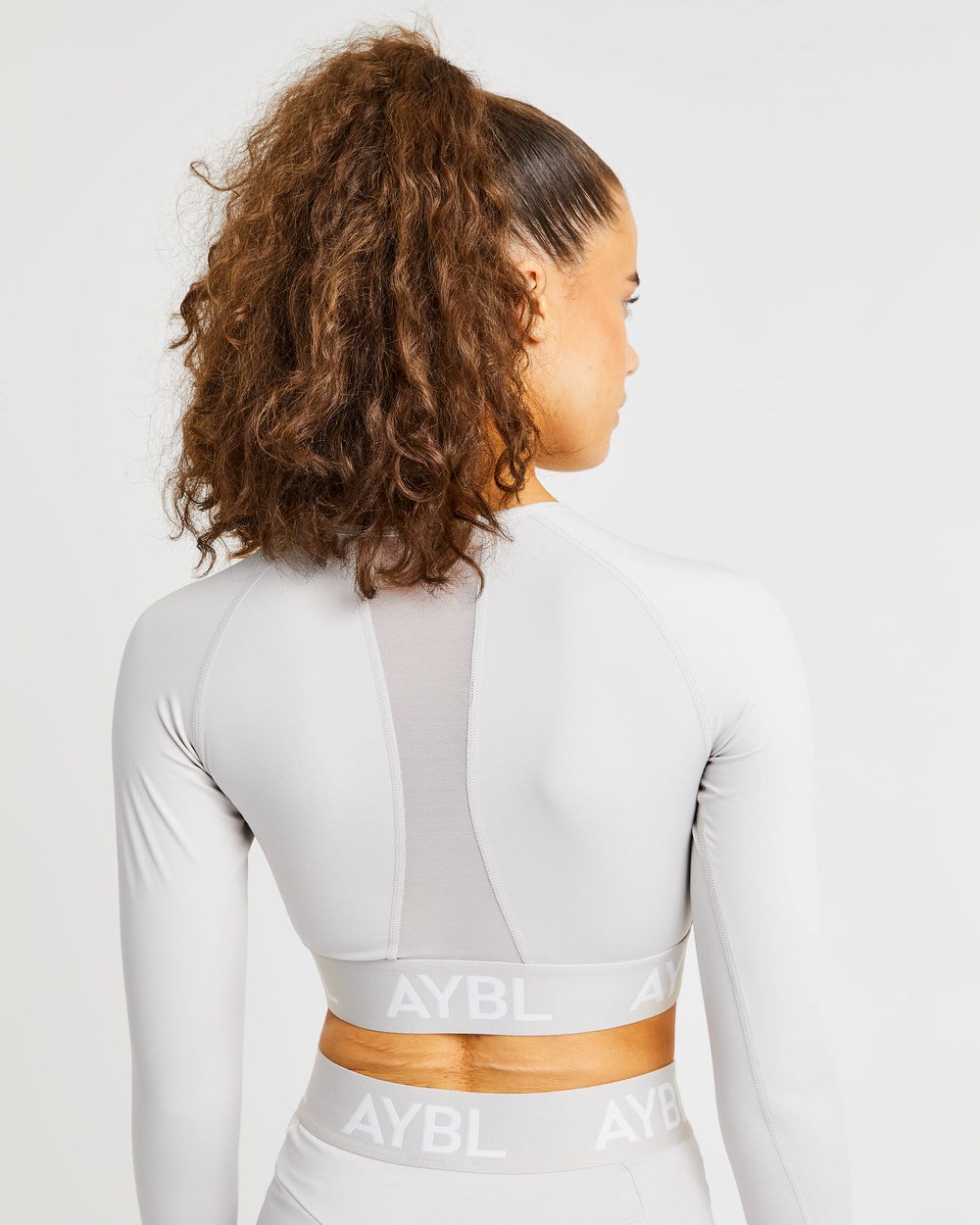 AYBL Sport Long Sleeve Crop Top Beige | 13758-OTRM