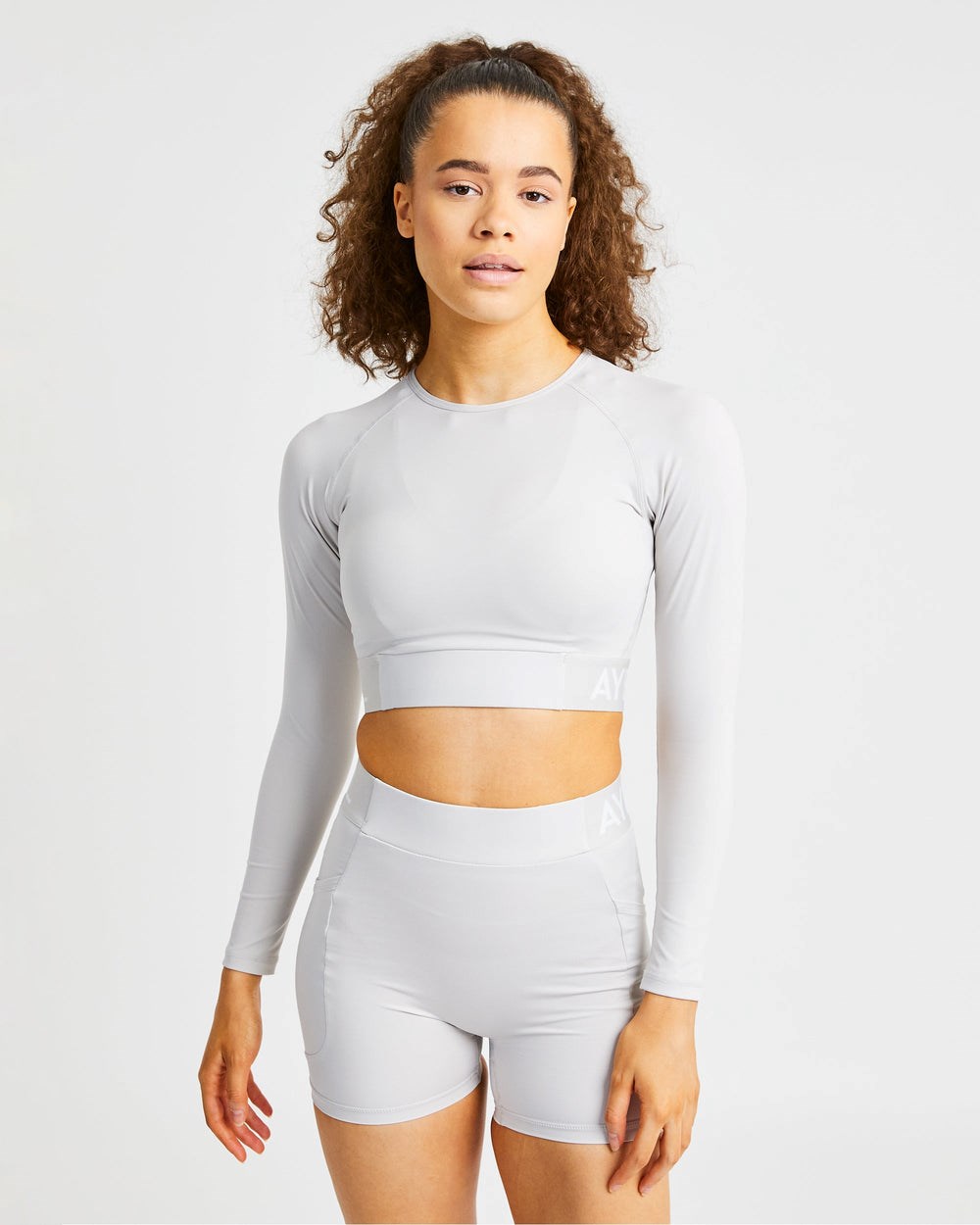 AYBL Sport Long Sleeve Crop Top Beige | 13758-OTRM