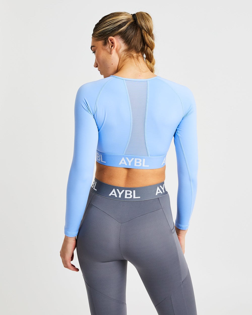 AYBL Sport Long Sleeve Crop Top Blau | 95073-XEZF