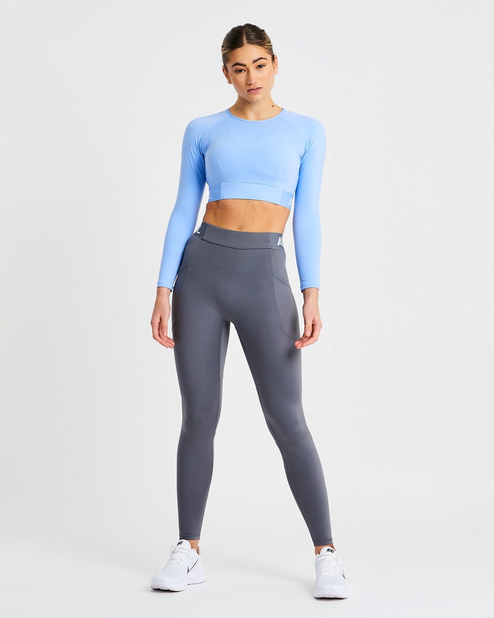 AYBL Sport Long Sleeve Crop Top Blau | 95073-XEZF