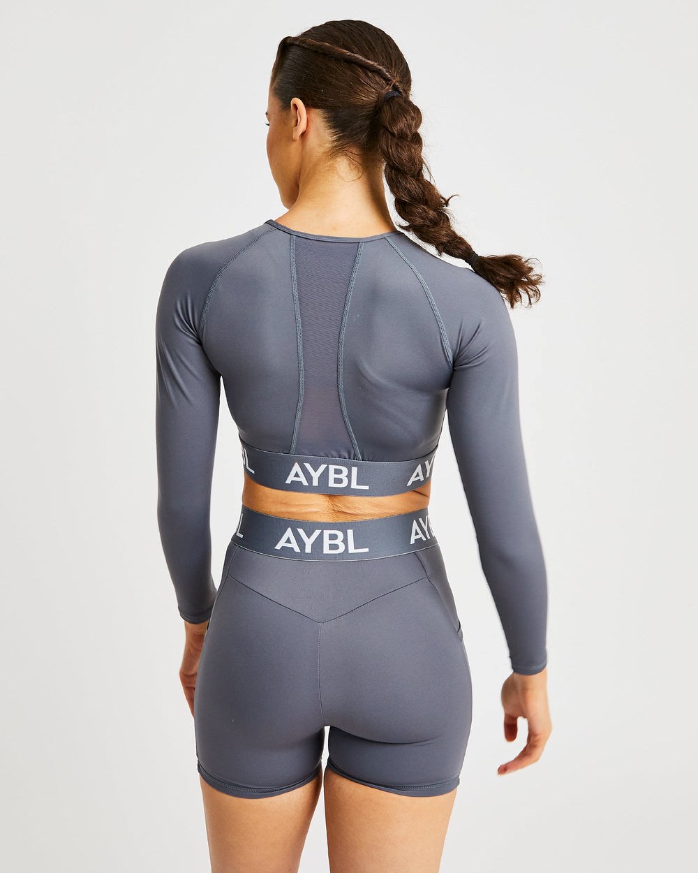 AYBL Sport Long Sleeve Crop Top Grau | 28541-RBCN